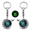 Luminous Taurus zodiac moon keychain with silver metal finish and starlit glow - Taurus(XSWX4664-12)