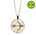 Luminous Sagittarius constellation necklace with vintage glass pendant and glow-in-the-dark feature - Sagittarius