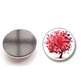 Magnetic glass fridge magnet with vibrant red heart tree pattern on a white background - BXT2349-6