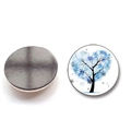 Magnetic glass fridge magnet with blue snowflake heart tree design and soft black magnet - BXT2349-9