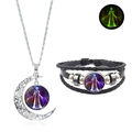 Parure collier lune Vierge lumineuse et bracelet en cuir tressé au thème étoilé - Vierge (XSWX4735-10)