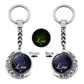Luminous Leo zodiac sign keychain with glowing crescent moon and silver rotating pendant - Leo (XSWX4669-6)