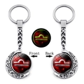 Luminous Libra zodiac crescent moon keychain with glowing green constellation charm - Libra (XSWX4671-12)