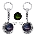 Luminous Taurus zodiac keychain with rotating silver moon pendant and glass gem - Taurus (XSWX4669-11)