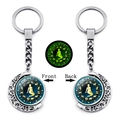 Luminous double-sided Virgo zodiac moon keychain with rotating glass pendant - Virgo (XSWX4673-6-Virgo)