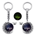 Luminous Virgo moon keychain with rotating double-sided constellation glass pendant - Virgo (XSWX4669-12)