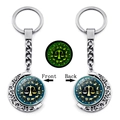 Luminous Libra zodiac keychain with silver double-sided rotating moon pendant design - Libra (XSWX4673-8-Libra)