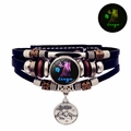 Bracciale multistrato in pelle Vergine luminoso con ciondolo a costellazione per coppie - Vergine
