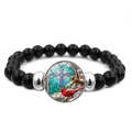 Bracciale di perle cardinale con ciondolo a cupola in vetro a croce per uomo e donna - Croce e uccello (XSWX5033-3)