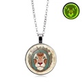 Luminous Leo zodiac necklace with artistic lion pendant and silver chain for couples - Leo