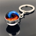 Detailed view of the double-sided yin yang keychain featuring water and fire elements - Water and Flame(XSWX4433-9)
