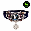 Bracciale zodiaco Ariete luminoso con pelle multistrato e perline vintage - Ariete