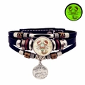Bracelet Scorpion lumineux en cuir tressé multicouche avec cabochon en verre et breloque - Scorpion