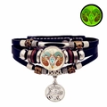 Bracelet multicouche en cuir Bélier lumineux avec breloque ronde en métal gravé - Bélier