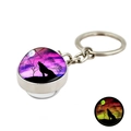 Porte-clés loup hurlant lumineux avec pendentif en verre et décor de forêt violette - Style de Loup Hurlant 10 (XSWX4772-10)
