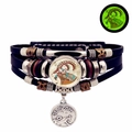 Bracelet Capricorne multicouche en cuir lumineux avec pendentif zodiaque et gemme brillante - Capricorne