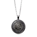 Close-up of vintage Viking compass pendant with runes and Celtic knot on white background - Celtic Knot Runes Style (XSWX4419-3) / Silver