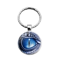 Portachiavi occhio di drago in vetro con anello di metallo e motivo a squame fantasy - Stile Occhio di Drago Blu Scuro (XSWX4471-3)