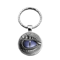 Portachiavi argento con ciondolo cabochon in vetro occhio di drago viola su bianco - Stile Pupilla Viola (XSWX4471-2)