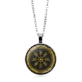 Viking Helm of Awe glass pendant necklace with silver chain on white background - Helm Of Awe Style (XSWX4419-7)