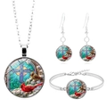 Schmuckset Silber mit Roter Kardinal Vogel Halskette Armband und Ohrringen - Kardinal und Kreuz (XSWX5053-3)