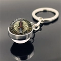 Viking sword and wings keychain with Norse runes and clear crystal glass pendant - Sword Wings Rune Style (XSWX4422-5)
