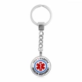 Silver Type 1 Diabetes medical alert keychain with Star of Life symbol on white background - Type 1 Diabetic Alert (XSWX1440-9)
