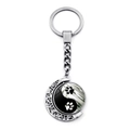 Silver Yin Yang spinning keychain featuring creative pet paw print moon pendant - Pet Paw Print Tai Chi Style (XSWX4434-6)