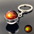 Double-sided solar system glass ball keychain with luminous solar eclipse planet pattern - Eclipse Planet