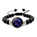 Handmade Sagittarius constellation bracelet with matte black beads and neon zodiac pendant - Sagittarius (XSWX5063-3)