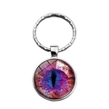 Porte-clés œil de dragon en verre avec motif d'iris mystique violet et bleu - Style Œil Rouge Violet Foncé (XSWX4471-9)