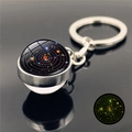 Luminous Solar System galaxy keychain with double-sided glass ball and planet orbit pattern - Starry Orbit