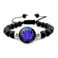 Detail of handmade black beaded Cancer zodiac bracelet with adjustable cord - Cancer (XSWX5063-11)