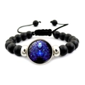 Detail of beaded Virgo constellation bracelet with black matte beads and silver accents - Virgo (XSWX5063-10)