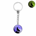 Luminous howling wolf keychain with purple moon glow in the dark pendant accessory - Purple Moon Wolf Shadow (XSWX4773-2)