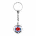 Portachiavi argento per cane allerta diabete con ciondolo medico stella vita - Cane da Allerta Diabete (XSWX1440-3)