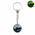 Glow in the dark howling wolf keychain pendant with green luminous effect in the night - Xswx4773-6