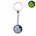 Luminous howling wolf keychain with glowing wolf graphic in silver metal frame - Xswx4773-18