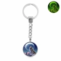 Luminous howling wolf metal keychain pendant with green glow-in-the-dark effect - Xswx4773-21