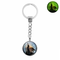 Luminous howling wolf glass keychain accessory with green glow in the dark effect - Xswx4773-22