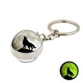 Leuchtender Wolf Mond Schlüsselanhänger mit grünem Leuchteffekt im Dunkeln - Heulender Wolf Stil 1 (XSWX4772-1)