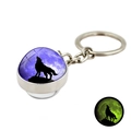 Leuchtender Wolf-Glasdom-Schlüsselanhänger mit violettem Mondlicht und Neoneffekt - Heulender Wolf Stil 2 (XSWX4772-2)