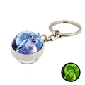 Porte-clés loup hurlant lumineux avec dôme en verre et effet fluorescent vert - Style de Loup Hurlant 4 (XSWX4772-4)