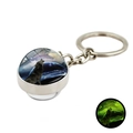 Porte-clés lumineux loup hurlant avec dôme en verre et décor de lune céleste - Style de Loup Hurlant 6 (XSWX4772-6)