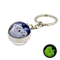 Porte-clés lumineux loup hurlant avec dôme en verre et effet phosphorescent vert - Style de Loup Hurlant 18 (XSWX4772-18)