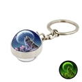 Porte-clés lumineux loup hurlant à la lune avec dôme en verre et effet phosphorescent - Style de Loup Hurlant 21 (XSWX4772-21)