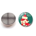 Weihnachts-Kühlschrankmagnet aus Glas mit Snowball Fight Cartoon-Design und Magnetrückseite - Schneeballschlacht-Stil (BXT2022-(25MM)) / 25mm