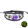 Dettaglio del bracciale Pesci in pelle con effetto luminoso e perline decorative - Stile Pesci (XSWX5212-2-Pesci)