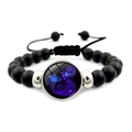 Aquarius zodiac charm bracelet with matte black beads and adjustable woven cord - Aquarius (XSWX5063-8)