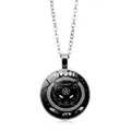 Collar de gato negro gótico con colgante de pentagrama y fases lunares de plata - Plateado